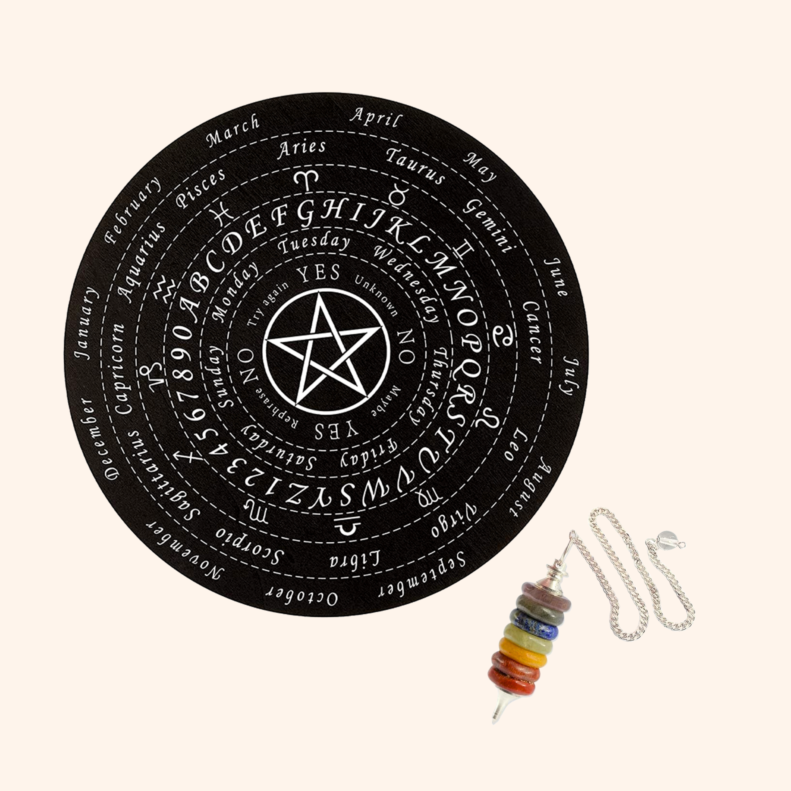 My Vastu Tool STAR DOWSING BOARD WITH SEVEN CHAKRA PENDULAM 9 INCH