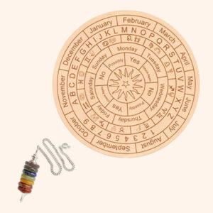 My Vastu Tool LIGHT BROWN DOWSING BOARD WITH SEVEN CHAKRA PENDULAM 9 INCH