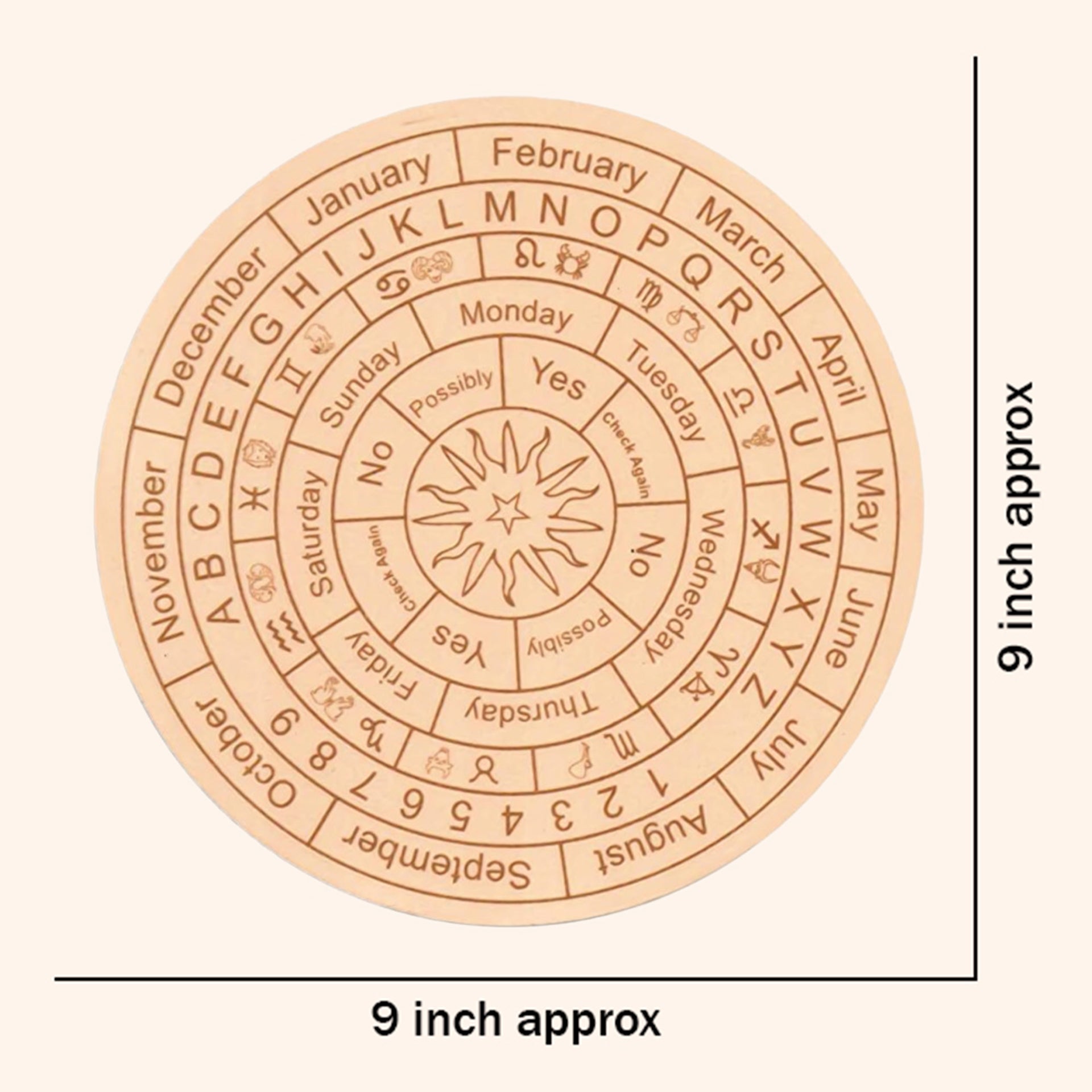 My Vastu Tool LIGHT BROWN DOWSING BOARD WITH BRASS PENDULAM (PENDULAM ASSORTED) 9 INCH - Image 3