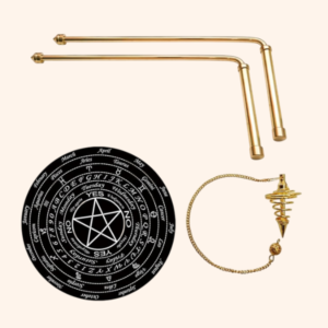 My Vastu Tool BRASS DOWSING ROD PAIR 8MM SET OF BOARD AND PENDULAM ASSORTED