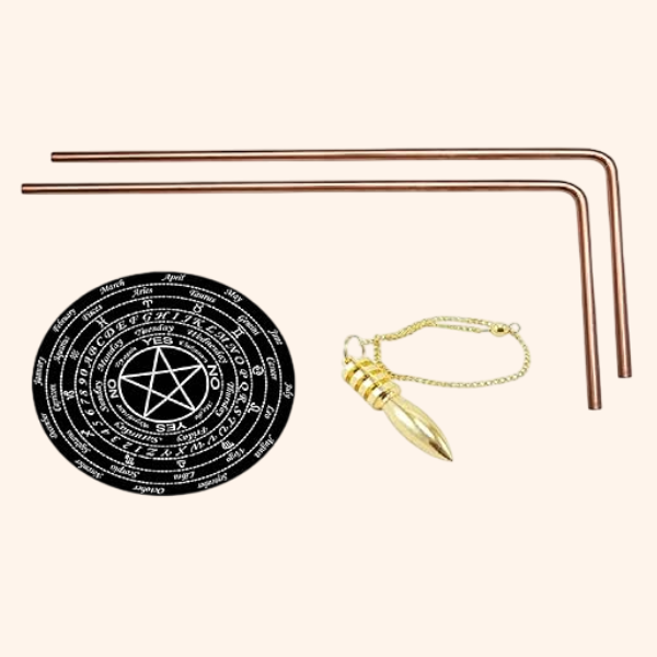 My Vastu Tool COPPER DOWSIG L ROD PAIR 8MM SET OF BOARD AND PENDULAM ASORTED