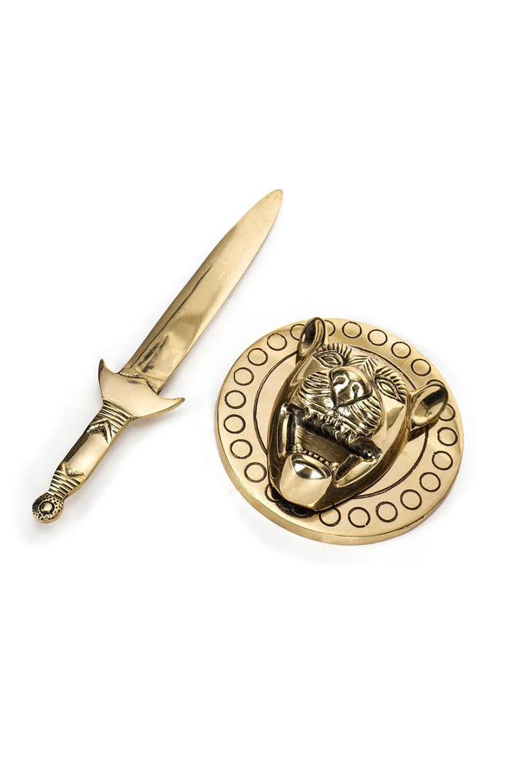 My Vastu Tool BRASS LION WITH TALWAR STATUE