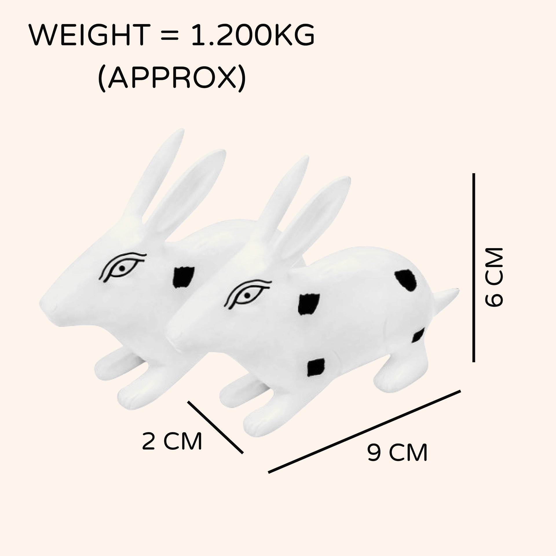 My Vastu Tool BRASS BIG RABBIT PAIR WHITE & BLACK - Image 2