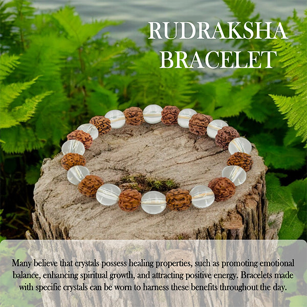 My Vastu Tool CLEAR QUARTZ CRYSTAL WITH RUDRAKSH BRACELET - Image 5
