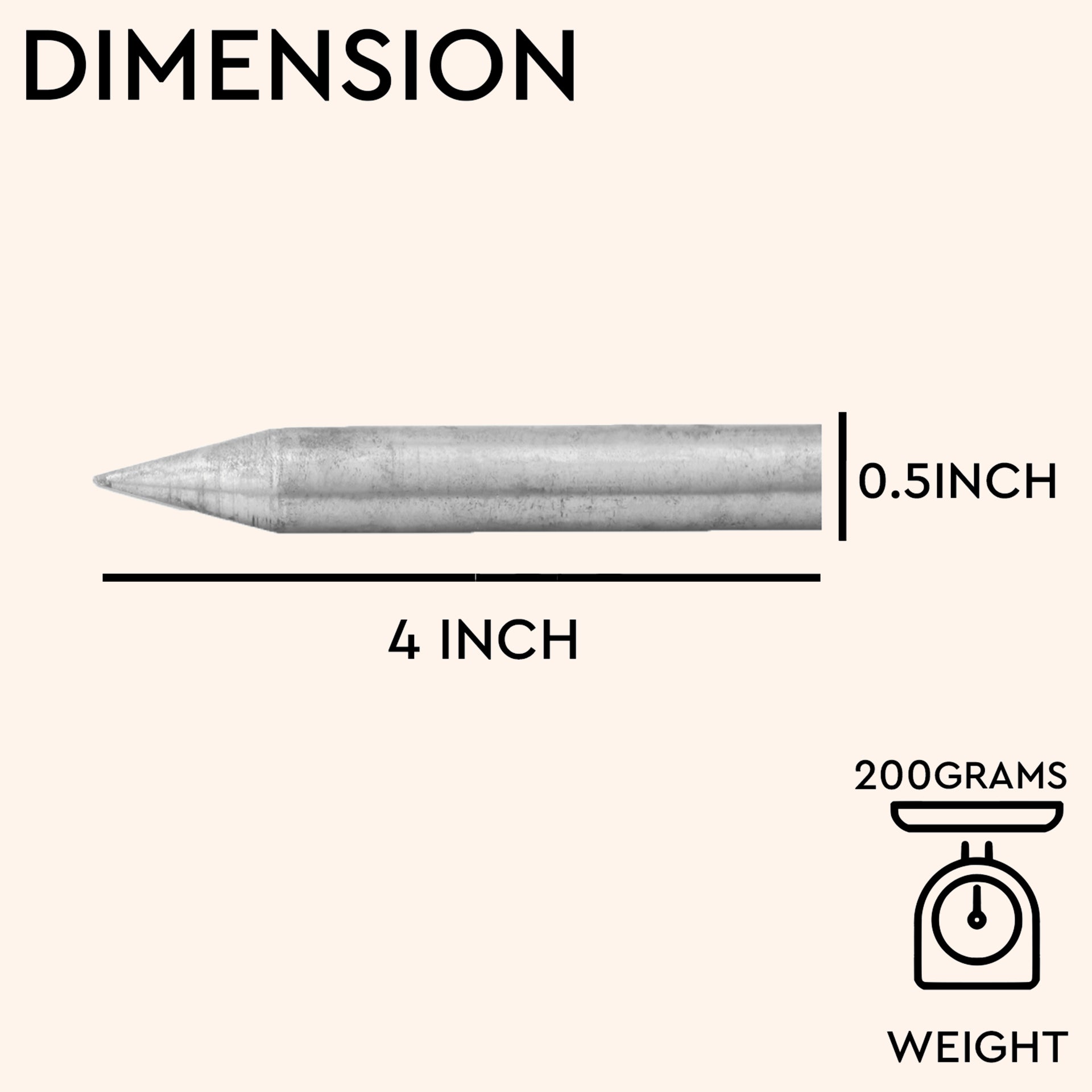 My Vastu Tool STAINLESS STEEL 4 INCH KILAK - Image 3