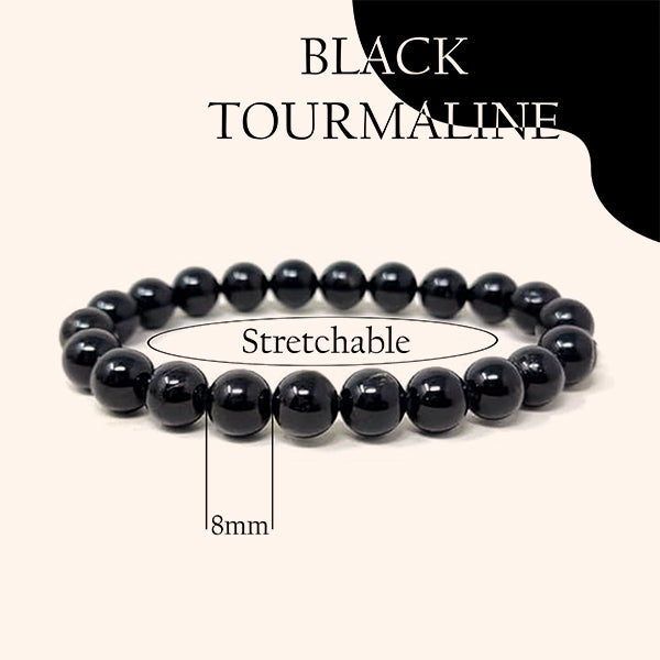 My Vastu Tool BLACK TOURMALINE ORIGINAL BRACELET 8 MM BEADS